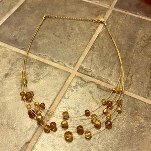 Golden bead wire necklace